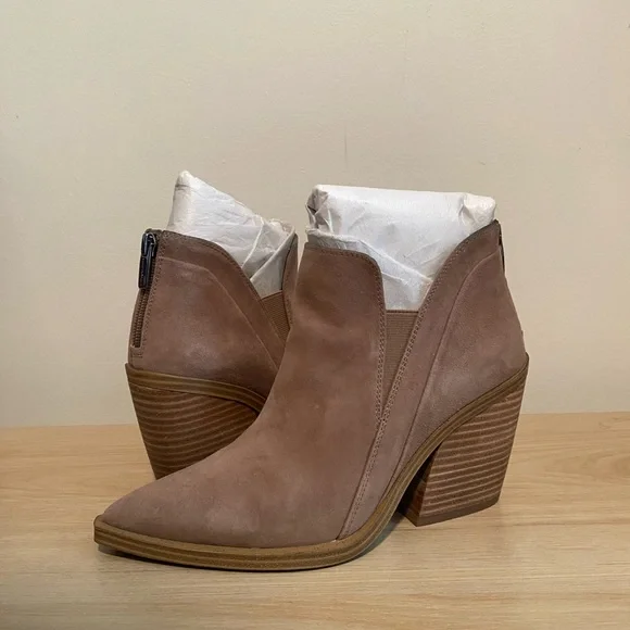 Vince Camuto Taupe Suede Heeled Boots - Picture 2 of 3